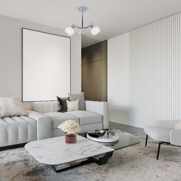 Lampa sufitowa Connor White 2xE27 MLP0876 Milagro 2x E27 48cm nowoczesna oprawa oświetleniowa szklane kule metal chrom biała białe zwis Inspiracje Premium