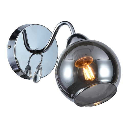 Lampa ścienna Kinkiet Connor 1xE27 MLP0872 Milagro 1x E27 nowoczesna oprawa oświetleniowa szklana kula chrom pojedynczy Inspiracje Premium