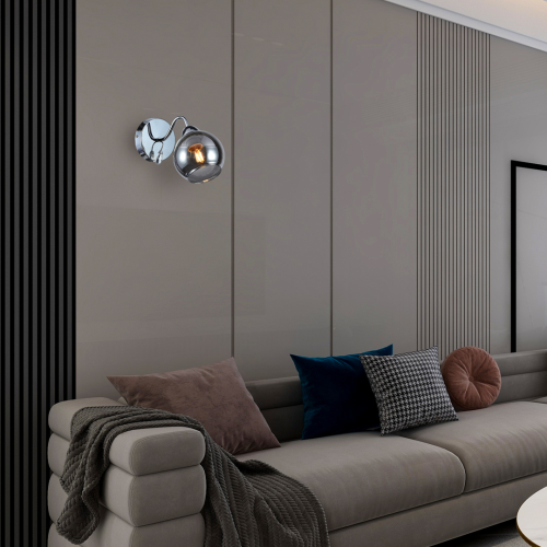 Lampa ścienna Kinkiet Connor 1xE27 MLP0872 Milagro 1x E27 nowoczesna oprawa oświetleniowa szklana kula chrom pojedynczy Inspiracje Premium
