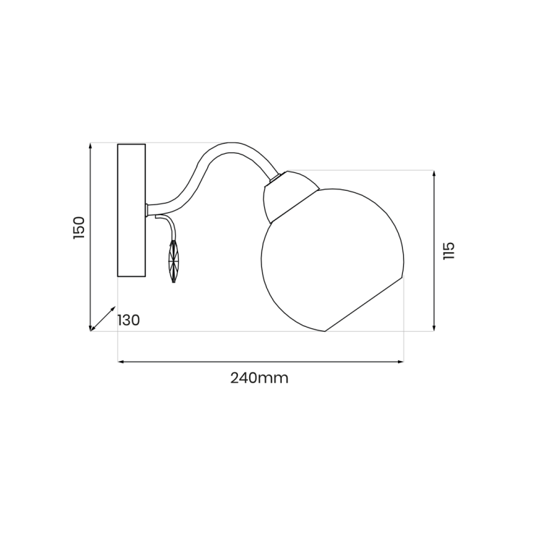 Lampa ścienna Kinkiet Connor 1xE27 MLP0872 Milagro 1x E27 nowoczesna oprawa oświetleniowa szklana kula chrom pojedynczy Inspiracje Premium
