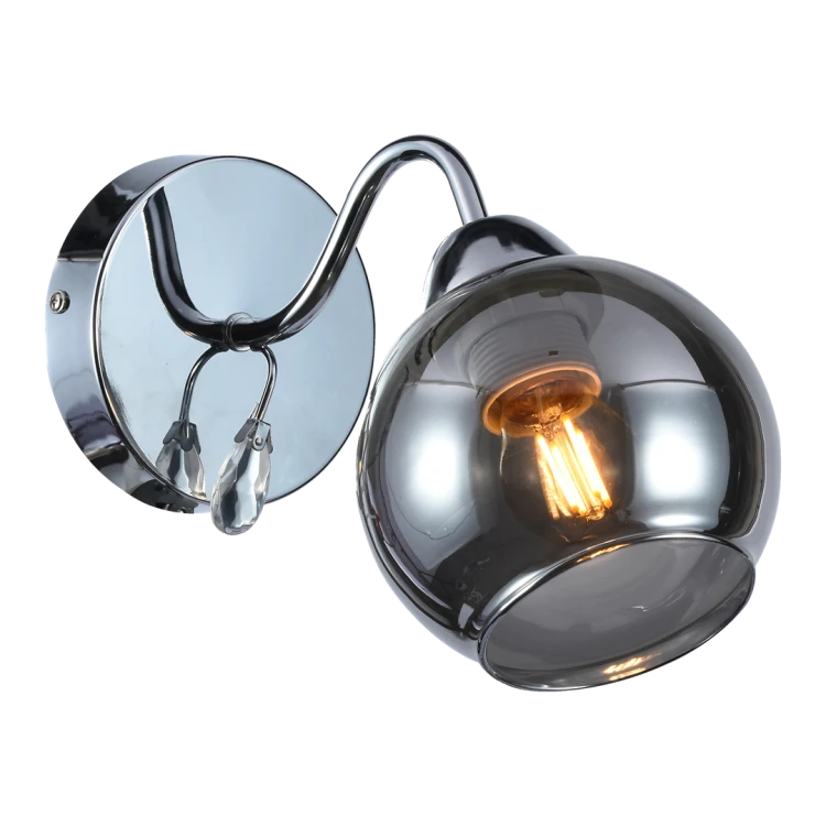 Lampa ścienna Kinkiet Connor 1xE27 MLP0872 Milagro 1x E27 nowoczesna oprawa oświetleniowa szklana kula chrom pojedynczy Inspiracje Premium