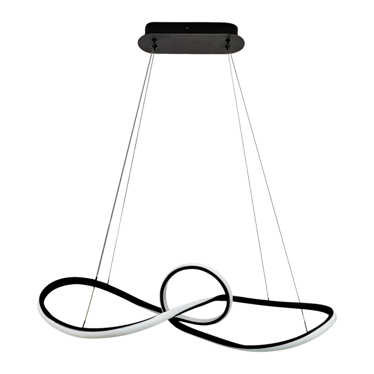 Lampa sufitowa wisząca fale Industrialna Loft MARCO BLACK 42W LED ML8116 Milagro 4000K 73cm nowoczesna oprawa oświetleniowa wyginana metal żyrandol czarny czarna zwis Inspiracje Premium