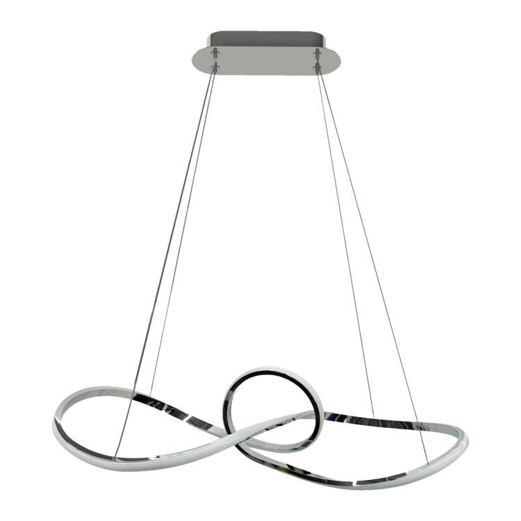 Lampa sufitowa wisząca fale Industrialna Loft MARCO CHROME 42W LED ML8116 Milagro 4000K 73cm nowoczesna oprawa oświetleniowa wyginana metal żyrandol chrom zwis Inspiracje Premium
