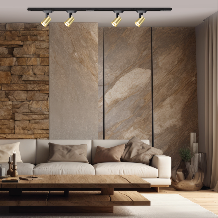 Szynoprzewód Szyna 1,5m Track z Lampami Reflektorami Zestaw Volf Track Złoty 4xGU10 ML0686 Milagro Loft nowoczesna sufitowy ścienny oświetlenie szynowe listwa natynkowa 230V czarno złota czarna czarny