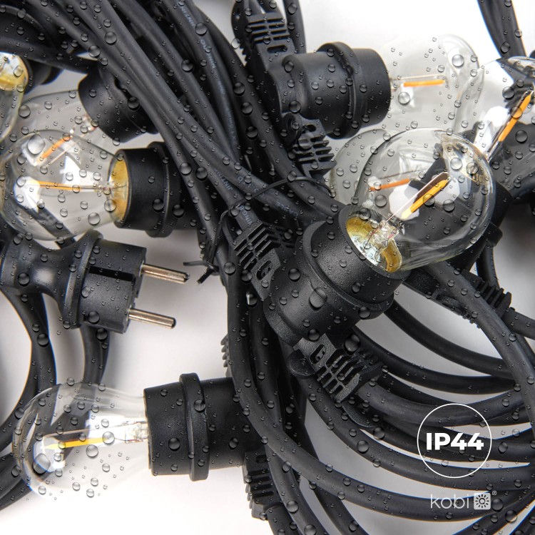 Lampki ogrodowe Girlanda Łańcuch Party 15m 15 x LED E27 do Ogrodu wymienne Żarówki KTMA15M15G MIMOSA Kobi Dekoracyjny IP44 15xE27 Dekoracja sznur czarny