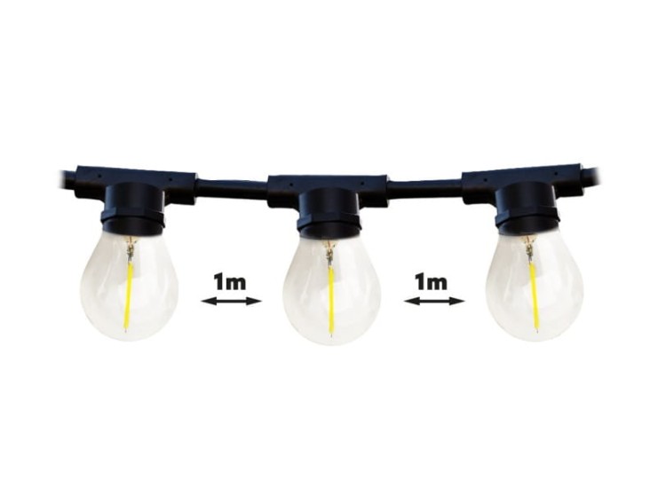 Lampki ogrodowe Girlanda Łańcuch Party 10m 10 x LED E27 do Ogrodu wymienne Żarówki KTMA210M10G MIMOSA Kobi Dekoracyjny IP44 10xE27 Dekoracja sznur czarny