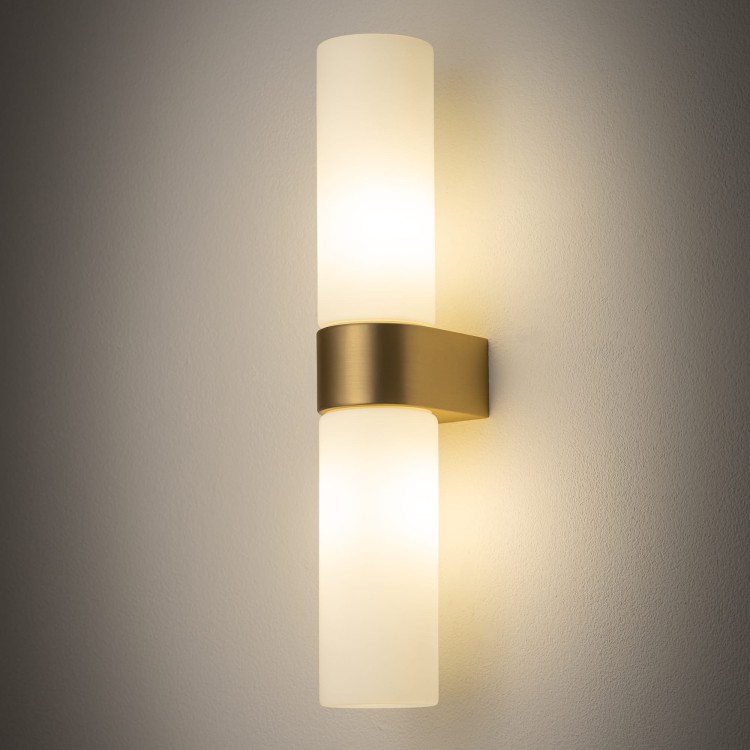 Lampa ścienna Kinkiet Łazienkowy NATALIE II BRASS 10727 NOWODVORSKI Lighting IP44 do łazienki G9 x2 nowoczesna oprawa oświetleniowa obok lustra nad lustro w łazience podwójny dwustronny mosiądz Inspiracje Premium
