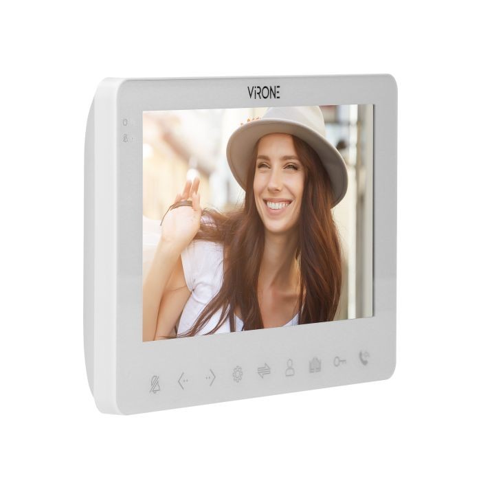Wideodomofon VDP-63 Virone Zestaw wideodomofonowy, bezsłuchawkowy, monitor 7"LCD, menu OSD, WI-FI + APP na telefon, z gniazdem na kartę pamięci TF, sterowanie bramą, biały, VIFAR