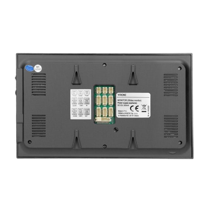 Monitor VDP-61FHDPMV Virone do rozbudowy zestawów z serii VDP-61FHD Wideo monitor bezsłuchawkowy, kolorowy, LCD 7", WiFi + APP na telefon, z gniazdem na kartę pamięci TF, sterowanie bramą, czarny, do rozbudowy zestawów z serii VIFIS Full HD