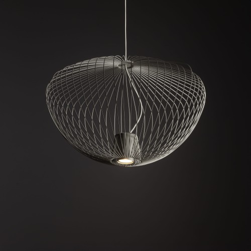 Lampa sufitowa Wisząca PUMPKIN M SILK GRAY 11244 Nowodvorski Lighting 1x GU10 z drutów druciana metal metalowa szara szary zwis Inspiracje Premium