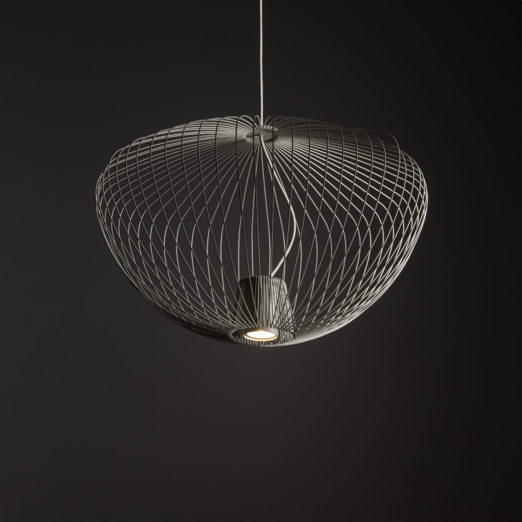 Lampa sufitowa Wisząca PUMPKIN M SILK GRAY 11244 Nowodvorski Lighting 1x GU10 z drutów druciana metal metalowa szara szary zwis Inspiracje Premium
