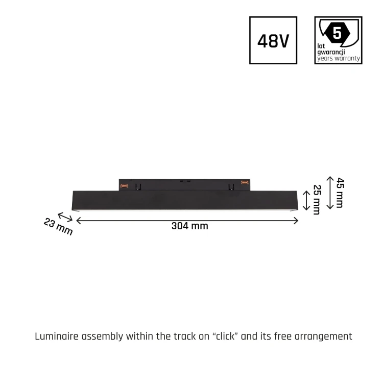 Oprawa Liniowa Lampa LED 30cm 10W do Szynoprzewodu Szyny niskonapięciowy System SHIFT BASIC LINE S WLD+70006WW WOJNAROWSKI Lighting 3000K Loft nowoczesna sufitowy ścienny oświetlenie szynowe listwa natynkowa podtynkowa 48V czarna Inspiracje Premium