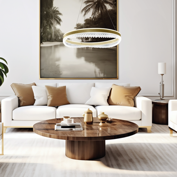 Lampa sufitowa wisząca okrąg koło Industrialna Loft PRECIOSA 52W LED ML0999 Milagro 4000K nowoczesna oprawa oświetleniowa okrągła metal żyrandol złoty złota zwis Inspiracje Premium