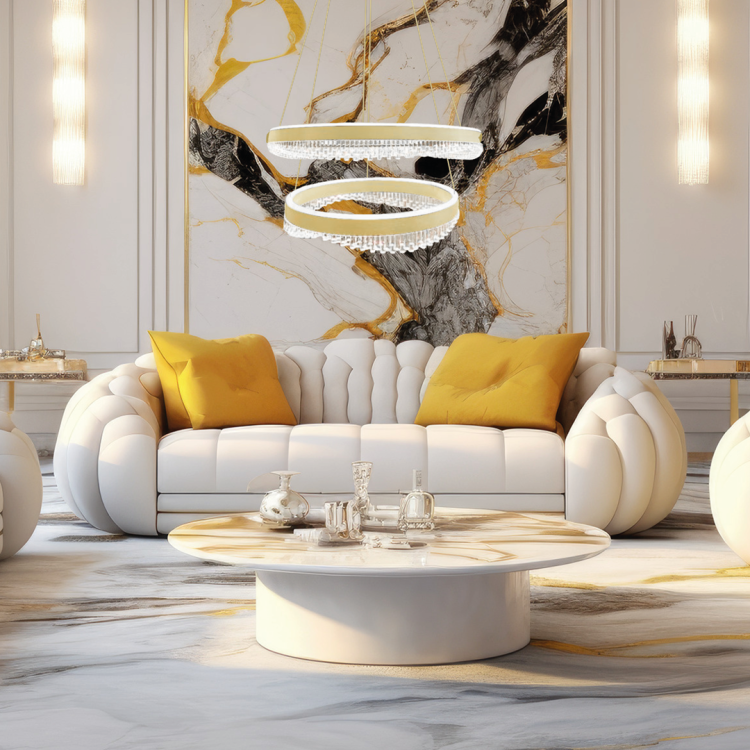 Lampa sufitowa wisząca okrąg koło Industrialna Loft PRECIOSA 85W LED ML1000 Milagro 4000K nowoczesna oprawa oświetleniowa okrągła metal żyrandol złoty złota zwis Inspiracje Premium