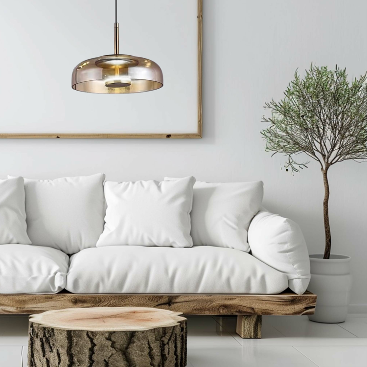 Lampa sufitowa wisząca VETRO AMBER 6W LED ML1045 Milagro nowoczesna oprawa oświetleniowa metal szkło amber bursztynowa zwis Inspiracje Premium