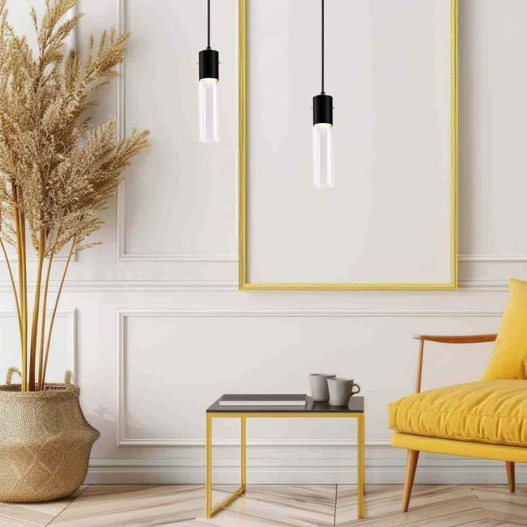 Lampa sufitowa wisząca RICKY Czarny 1xGU10 ML1088 Milagro GU10 oświetleniowa żyrandol nowoczesna metal szkło do Kuchni Jadalni nad stół blat wyspę czarna pojedyncza Inspiracje Premium
