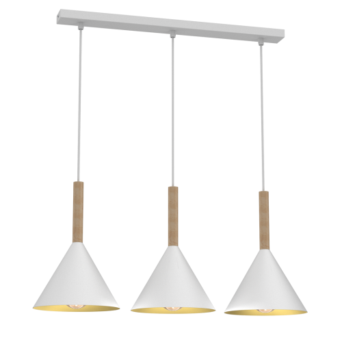 Lampa sufitowa wisząca PERU WHITE 3xE27 MLP0980 Milagro 3x E27 oświetleniowa żyrandol nowoczesna metal szkło do Kuchni Jadalni nad stół blat wyspę biała biały biało złota potrójna Inspiracje Premium