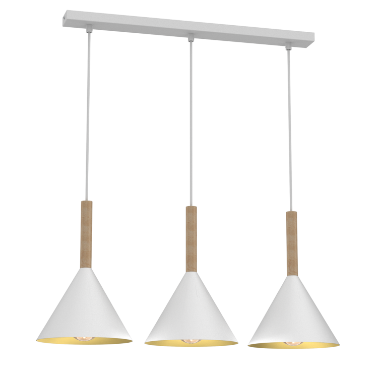 Lampa sufitowa wisząca PERU WHITE 3xE27 MLP0980 Milagro 3x E27 oświetleniowa żyrandol nowoczesna metal szkło do Kuchni Jadalni nad stół blat wyspę biała biały biało złota potrójna Inspiracje Premium