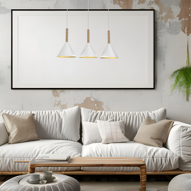 Lampa sufitowa wisząca PERU WHITE 3xE27 MLP0980 Milagro 3x E27 oświetleniowa żyrandol nowoczesna metal szkło do Kuchni Jadalni nad stół blat wyspę biała biały biało złota potrójna Inspiracje Premium