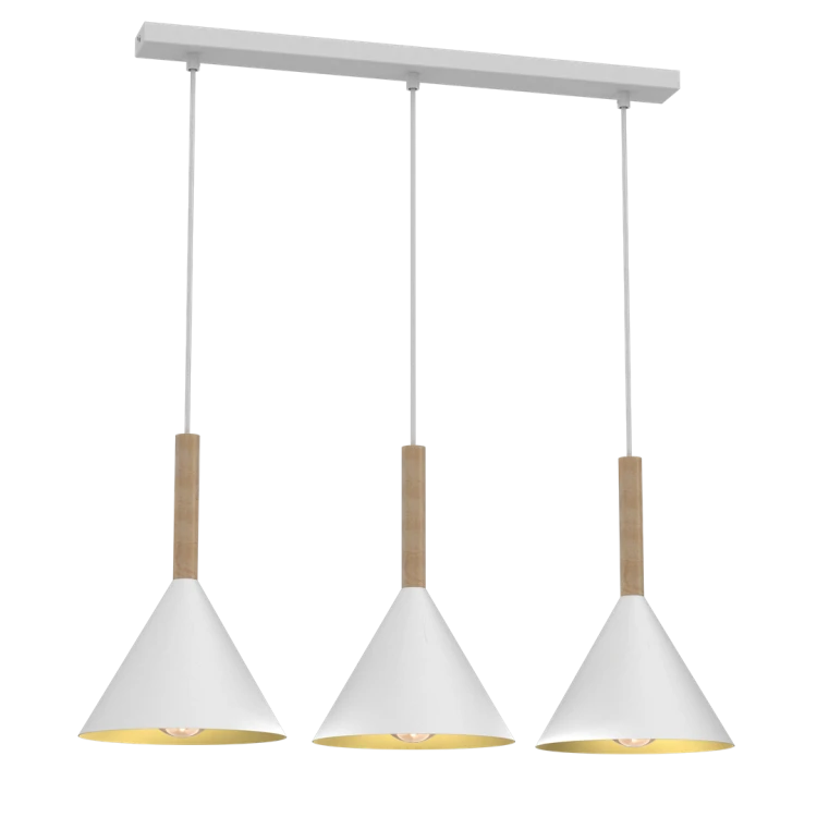 Lampa sufitowa wisząca PERU WHITE 3xE27 MLP0980 Milagro 3x E27 oświetleniowa żyrandol nowoczesna metal szkło do Kuchni Jadalni nad stół blat wyspę biała biały biało złota potrójna Inspiracje Premium