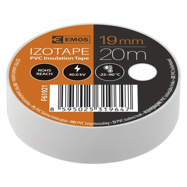 Taśma izolacyjna izolacja PVC 19mm / 20m biała F61921 Emos