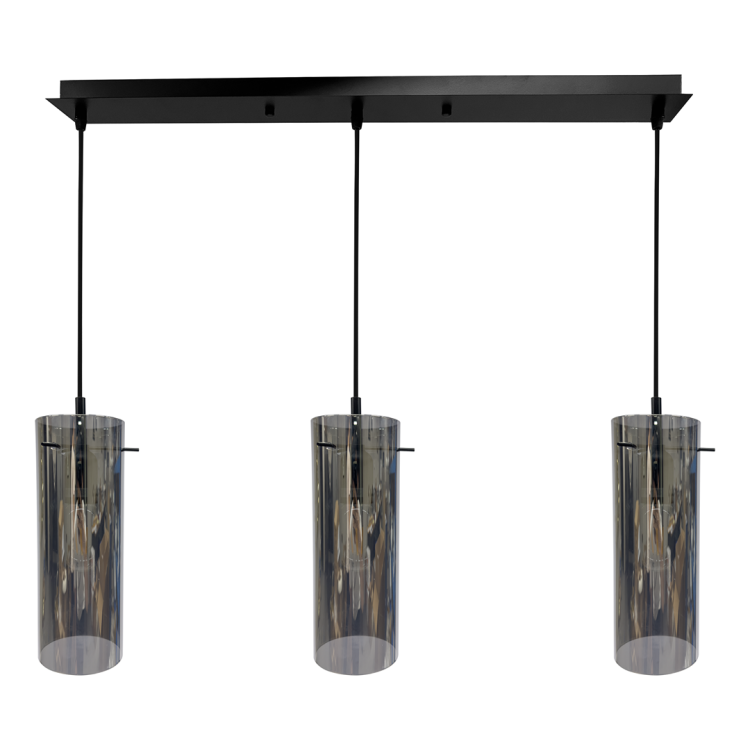 Lampa sufitowa wisząca PADOVA 3xE27 ML1073 Milagro E27 oświetleniowa żyrandol nowoczesna szkło do Kuchni Jadalni nad stół blat wyspę szkło dymione czarna czarny potrójna Inspiracje Premium