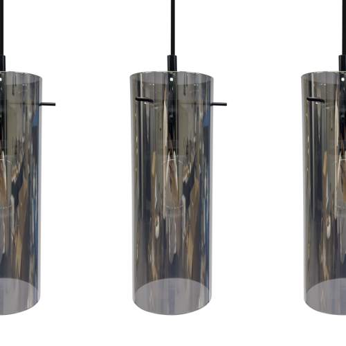 Lampa sufitowa wisząca PADOVA 3xE27 ML1073 Milagro E27 oświetleniowa żyrandol nowoczesna szkło do Kuchni Jadalni nad stół blat wyspę szkło dymione czarna czarny potrójna Inspiracje Premium