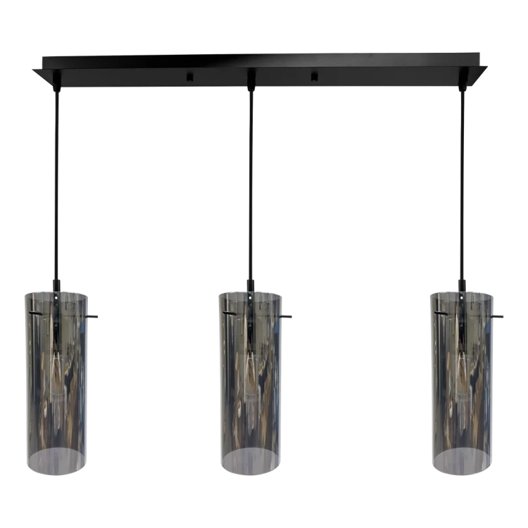 Lampa sufitowa wisząca PADOVA 3xE27 ML1073 Milagro E27 oświetleniowa żyrandol nowoczesna szkło do Kuchni Jadalni nad stół blat wyspę szkło dymione czarna czarny potrójna Inspiracje Premium