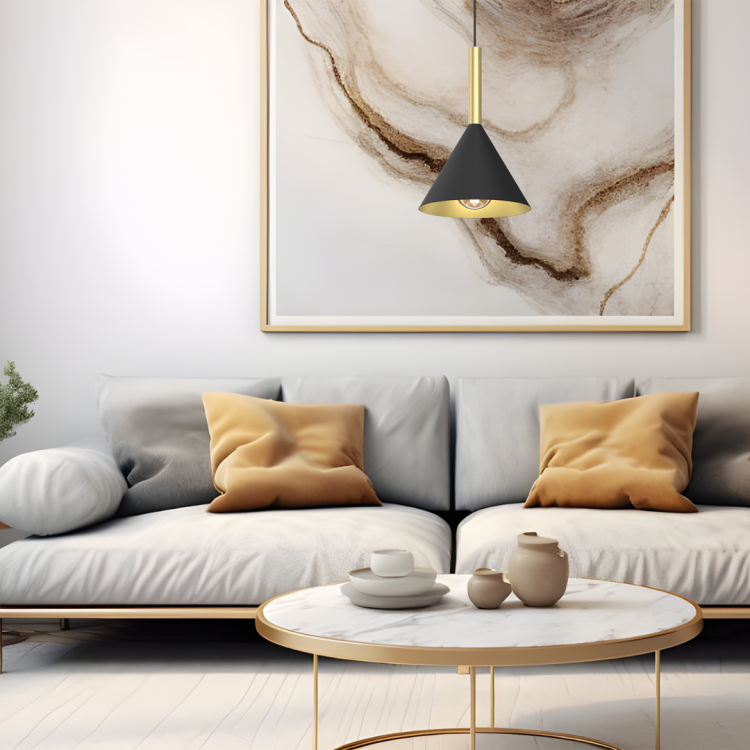 Lampa sufitowa wisząca PERU BLACK 1xE27 MLP0977 Milagro E27 oświetleniowa żyrandol nowoczesna metal szkło do Kuchni Jadalni nad stół blat wyspę czarna carny czarno złota mosiądz pojedyncza Inspiracje Premium