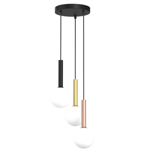 Lampa sufitowa wisząca PLAY BLACK 3xG9 MLP0969 Milagro 3x G9 kule kula oświetleniowa żyrandol nowoczesna metal szkło do Kuchni Jadalni nad stół blat wyspę czarna czarny czarno złota miedziana miedź potrójna Inspiracje Premium