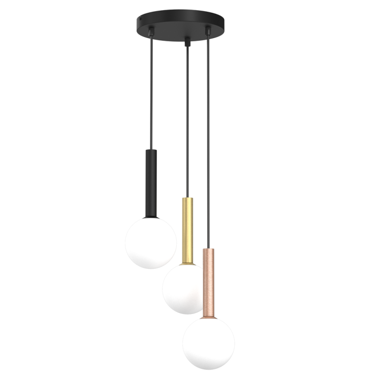 Lampa sufitowa wisząca PLAY BLACK 3xG9 MLP0969 Milagro 3x G9 kule kula oświetleniowa żyrandol nowoczesna metal szkło do Kuchni Jadalni nad stół blat wyspę czarna czarny czarno złota miedziana miedź potrójna Inspiracje Premium