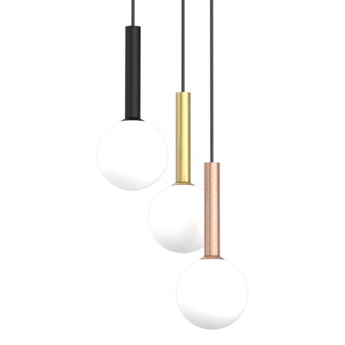 Lampa sufitowa wisząca PLAY BLACK 3xG9 MLP0969 Milagro 3x G9 kule kula oświetleniowa żyrandol nowoczesna metal szkło do Kuchni Jadalni nad stół blat wyspę czarna czarny czarno złota miedziana miedź potrójna Inspiracje Premium