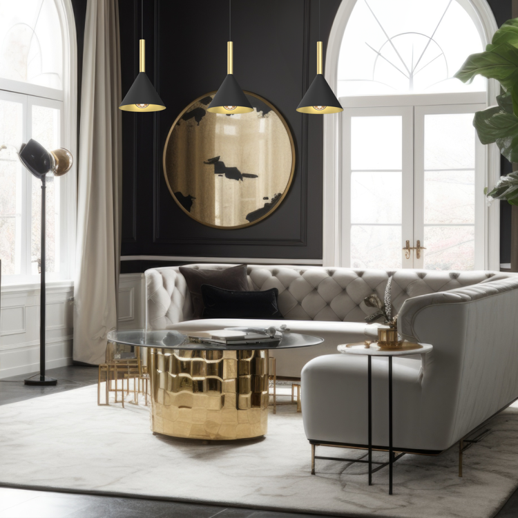 Lampa sufitowa wisząca PERU BLACK 3xE27 MLP0978 Milagro 3x E27 oświetleniowa żyrandol nowoczesna metal szkło do Kuchni Jadalni nad stół blat wyspę czarna czarny czarno złota mosiądz potrójna Inspiracje Premium