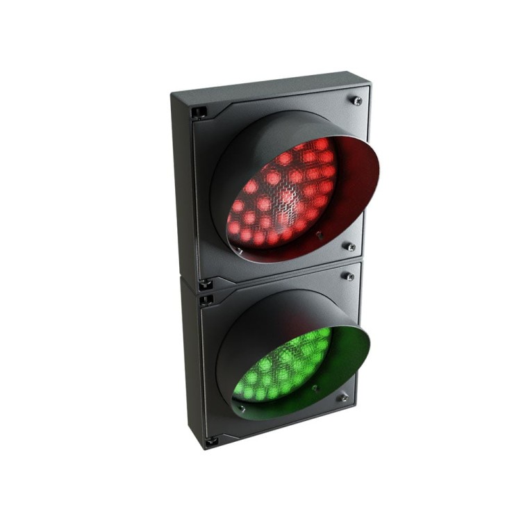 Sygnalizator światła czerwone i zielone przejazdu wjazdu LED Tousek 110-230V 13710210 czarny reflektor do bramy wjazdowej szlabanu straży pożarnej policji straży granicznej służb hal magazynów terenów przemysłowych