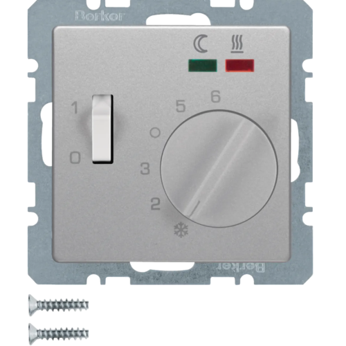 Q.x Reg. temp. podł. st. zw., el. centr., LED, alu aks, lak 20346084 HAGER BERKER