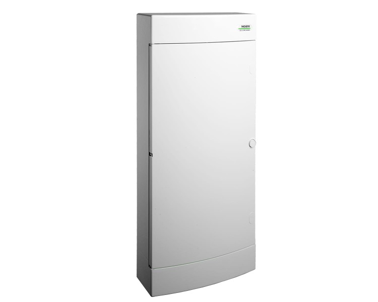 Plastikowa obudowa instalacyjna, białe drzwi, natynkowa, IP40, 4 rzędy, 4x18 modułów PNS 4x18W 113272 Noark rozdzielnica elektryczna n/t