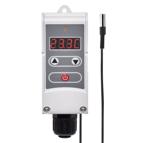 Termostat przylgowy na rurę do pompy C.O. ciepła obiegowej z kapilarą P5684 Emos stykowy elektroniczny regulator temperatury sterownik  z czujnikiem kapilarowym kapilarnym