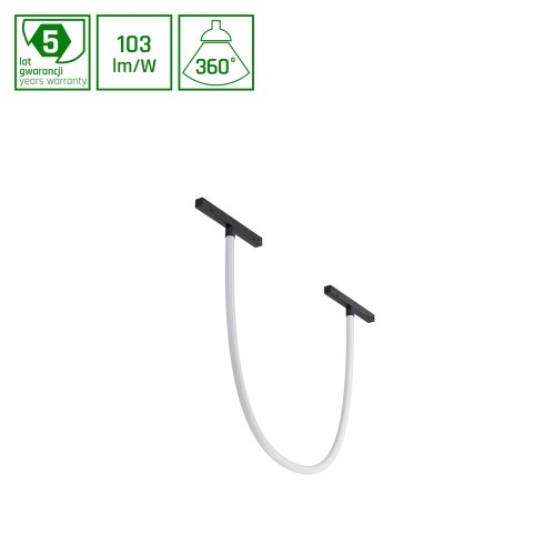 Lampa szynowa wisząca wyginany wąż LED 16W niskonapięciowy System SHIFT NEON M OPRAWA FLEX TUBE WLD+40058 WOJNAROWSKI Lighting Design 3000K Loft nowoczesna sufitowy oświetlenie szynowe zawieszana 48V szynoprzewodu szyny wyginana czarna Inspiracje Premium