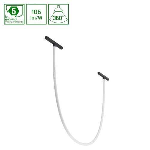 Lampa szynowa wisząca wyginany wąż LED 24W niskonapięciowy System SHIFT NEON L OPRAWA FLEX TUBE WLD+40059 WOJNAROWSKI Lighting Design 3000K Loft nowoczesna sufitowy oświetlenie szynowe zawieszana 48V szynoprzewodu szyny wyginana czarna Inspiracje Premium