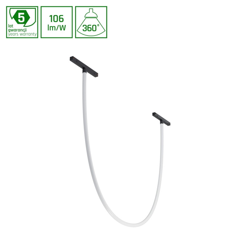 Lampa szynowa wisząca wyginany wąż LED 24W niskonapięciowy System SHIFT NEON L OPRAWA FLEX TUBE WLD+40059 WOJNAROWSKI Lighting Design 3000K Loft nowoczesna sufitowy oświetlenie szynowe zawieszana 48V szynoprzewodu szyny wyginana czarna Inspiracje Premium