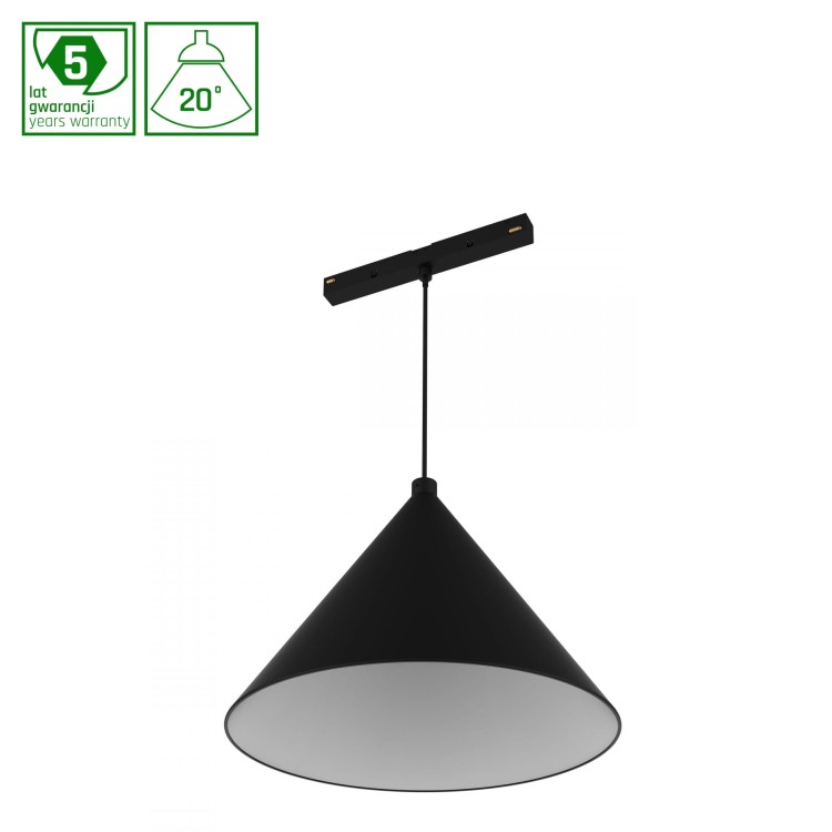 Lampa szynowa wisząca LED 6W niskonapięciowy System SHIFT HANGIT CONE WLD+40060 WOJNAROWSKI Lighting Design 3000K Loft nowoczesna sufitowy oświetlenie szynowe zawieszana 48V szynoprzewodu szyny zwis czarna Inspiracje Premium
