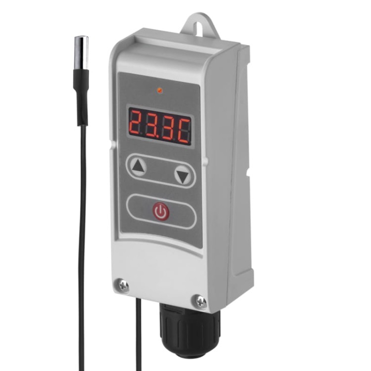 Termostat przylgowy na rurę do pompy C.O. ciepła obiegowej z kapilarą P5684 Emos stykowy elektroniczny regulator temperatury sterownik  z czujnikiem kapilarowym kapilarnym