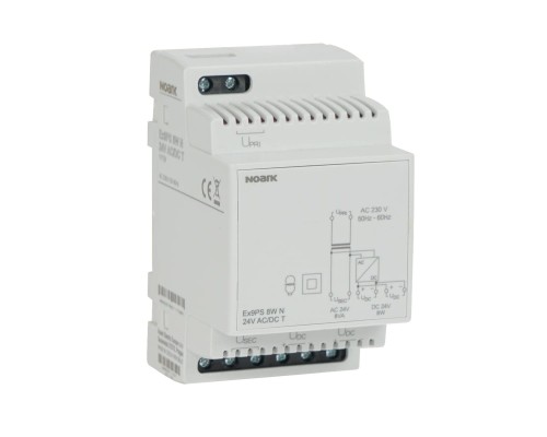 Zasilacz, 8W, Niestabilizowane wyjście 24V DC, Z transformatorem na 24V AC Ex9PS 8W N 24V AC/DC T 111728 Noark na szynę DIN