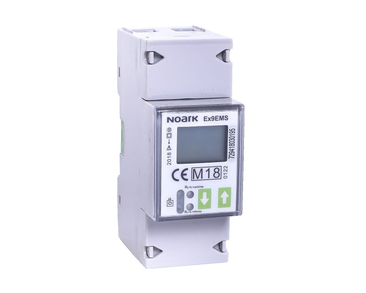 Inteligentny licznik energii 1-fazowy, 2-modułowy, 100A, komunikacja ModBus, dwutaryfowy, wyświetlacz LCD, MID Ex9EMS 1P 2M 100A MO 2T 107294 Noark na szynę DIN