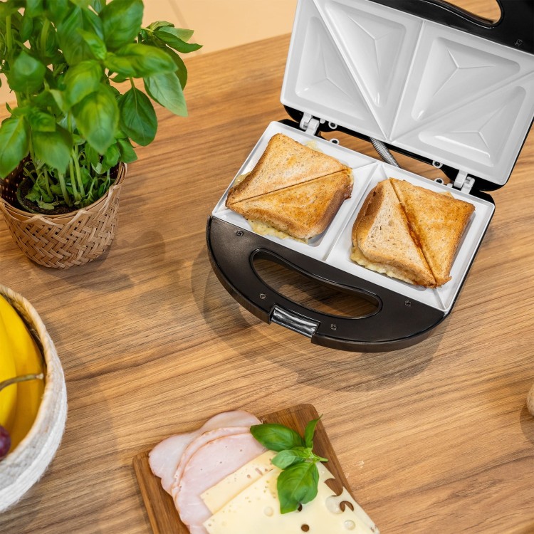 Opiekacz do kanapek tosty grzanki TSA3222 TEESA 800W szybki z ceramicznymi wkładami tostów grzanek stalowy czarny