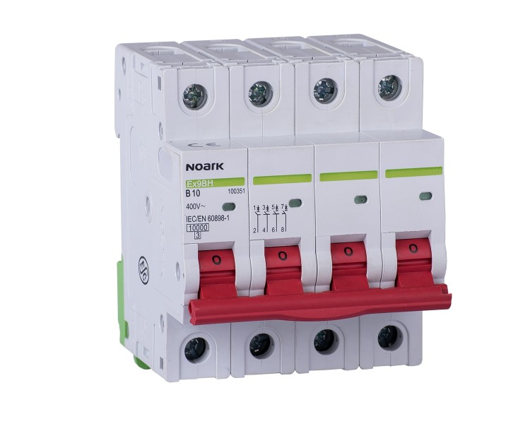 Wyłącznik nadprądowy 10 kA, ch-ka D, 16 A, 4-bieg. Ex9BH 4P D16 100533 Noark nadmiarowo prądowy