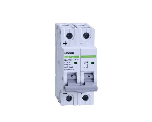 Wyłącznik nadprądowy DC 10 kA, ch-ka K, 40 A, 500 V DC, 2 moduły szer. Ex9BP-JX(+) 2P K40 110142 Noark nadmiarowo prądowy