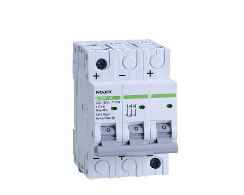 Wyłącznik nadprądowy DC 10 kA, ch-ka K, 63 A, 750 V DC, 3 moduły szer. Ex9BP-JX(+) 3P K63 110157 Noark nadmiarowo prądowy