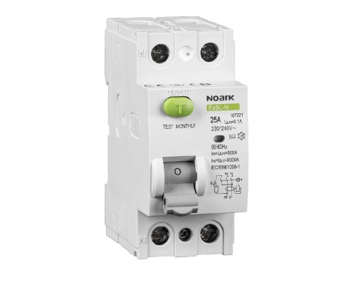 Wyłącznik różnicowoprądowy, Icn=6kA, 2-bieg., In=40A, IΔn=300mA, typ  S+AC Ex9L-N 2P 40A 300mA S 108378 Noark