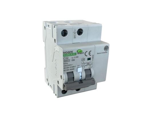 Detektor iskrzeń z członem nadprądowym i różnicowoprądowym, AFDD, Icn=6kA, 2-bieg, char. B, In=13A, IΔn=30mA, typ A Ex9NLA EL 2P B13 A 30mA 113631 Noark do wykrywania zwarć łukowych